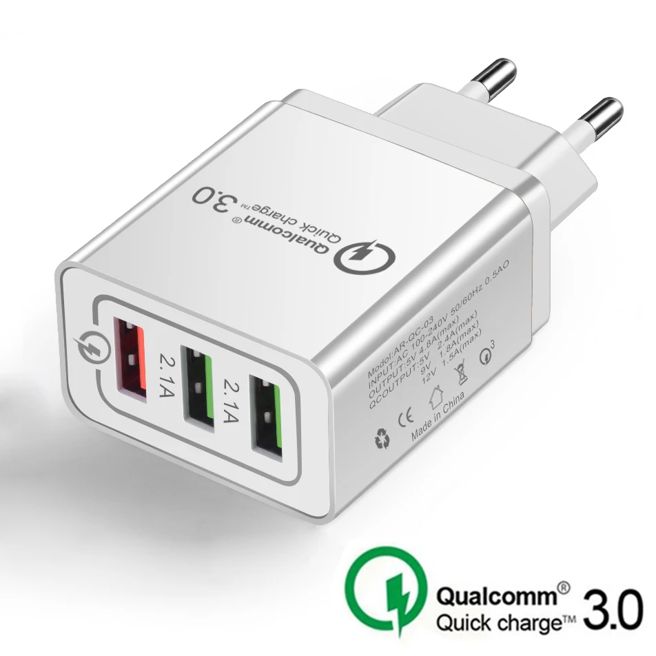 

USB Charger qc 3.0 Wall Charger for iPhone X 8 7 6 iPad Fast Charger for Samsung s8 s10 S9 Xiaomi Huawei mate 20 pro Phone Cable