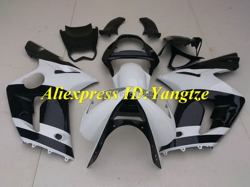 Комплект обтекателей для KAWASAKI Ninja ZX6R 03 04 636 2003 2004 белый глянцевый черный ABS-пластик
