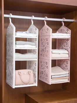 

Wardrobe tiered storage rack multi-layer clothing compartment hanging basket Bedroom dormitory racking clothes rack mx12101002