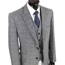Шерсть Ретро джентльменский стиль портной костюмы для мужчин свадебные платья индивидуальный заказ slim fit мужчин 3 шт. костюмы