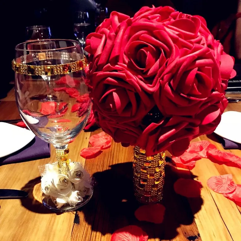 17 видов цветов 10 голов 8 см искусственные розы Свадебные невесты букет полиэтиленовый пенопласт Скрапбукинг DIY поставки розы домашний декор
