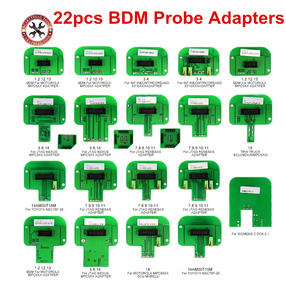 Adaptateurs de sonde BDM 22 pièces adaptateurs de sonde BDM Kit daccessoires doutil de réglage de Puce Ensemble Complet pour K-TAG/Kess/Trasdata