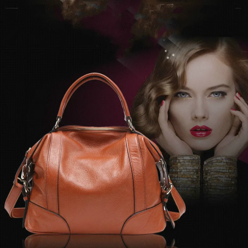 

Women Genuine Leather Shoulder bag Fashion Designer Brand Tote Handbags Female Cowhide bag High Quality Ladies Messenger Bags