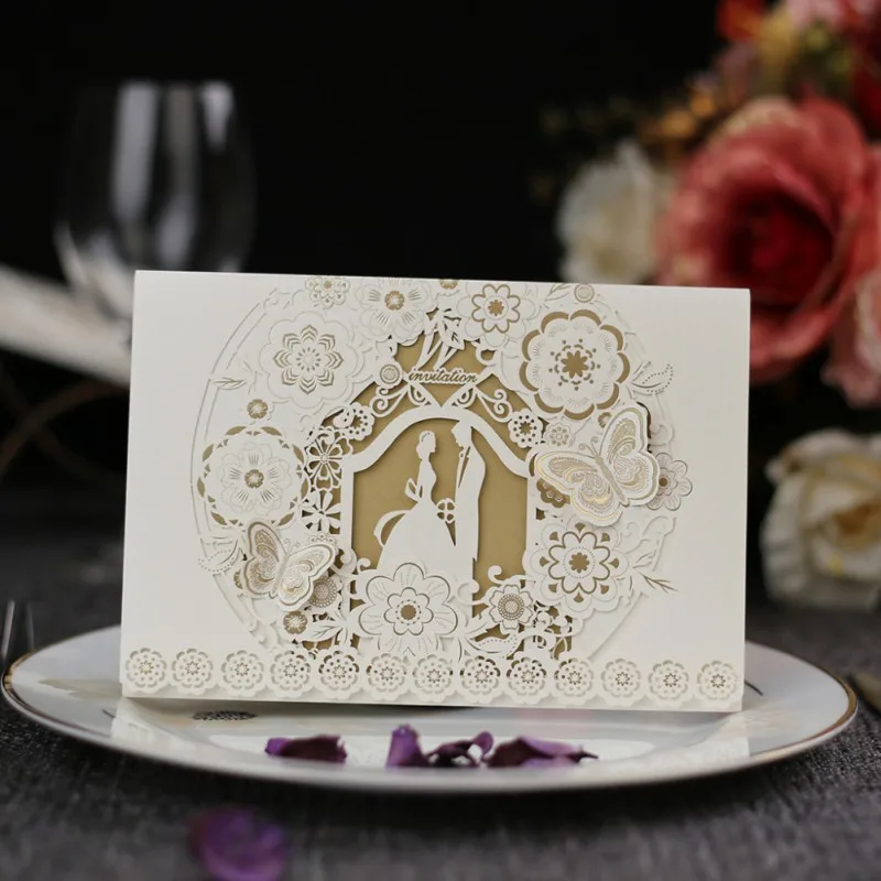 10pcs/lot Hollow Wedding Invitation Cards Card Paper and Cover Kit for Wedding Birthday Shower Party decoration New - Цвет: 14