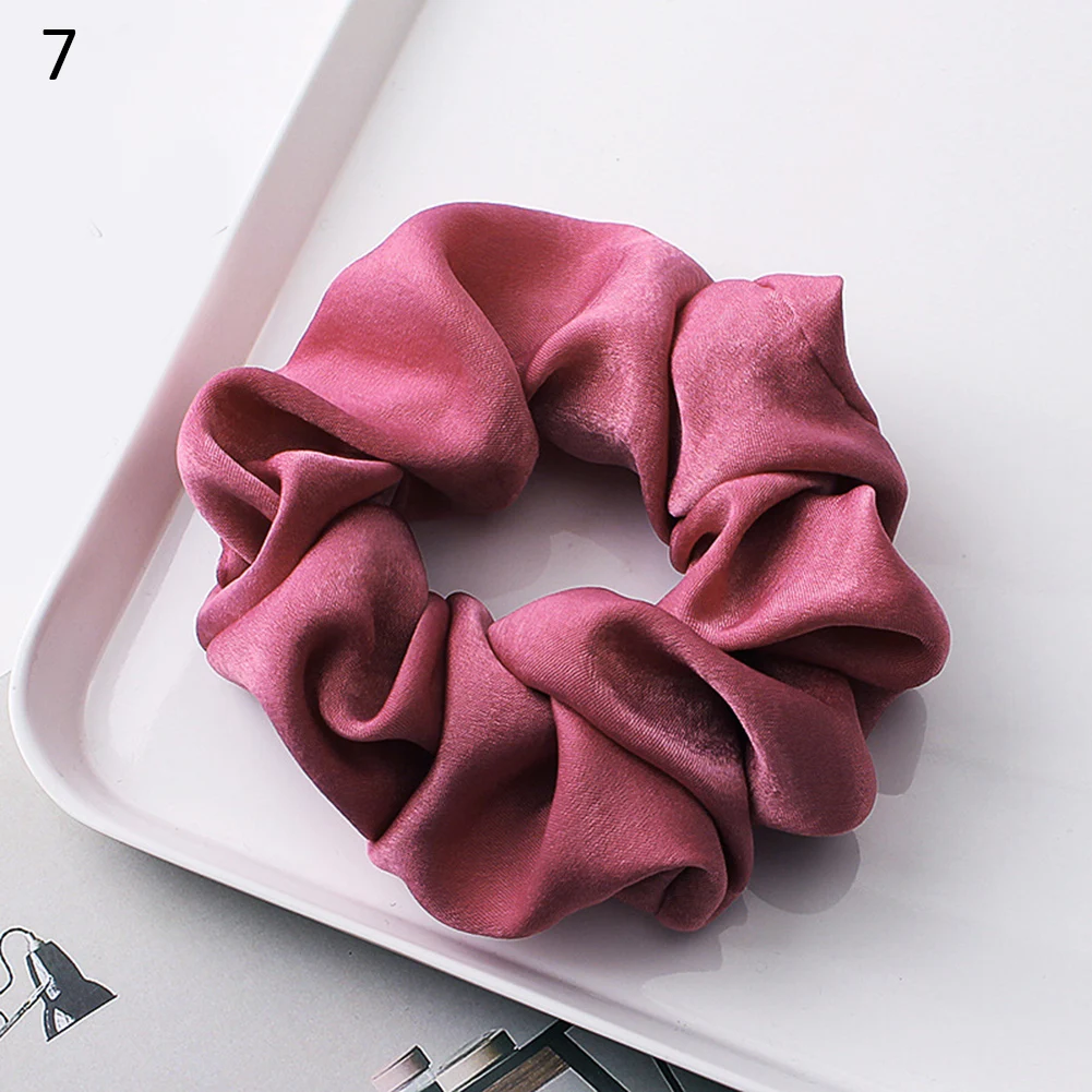 1PC Silky Satin Solid Hair Scrunchies Women Elastic Hair Bands Ponytail Holder Hair Accessories Rope Ties For Girls Headwear - Цвет: 7