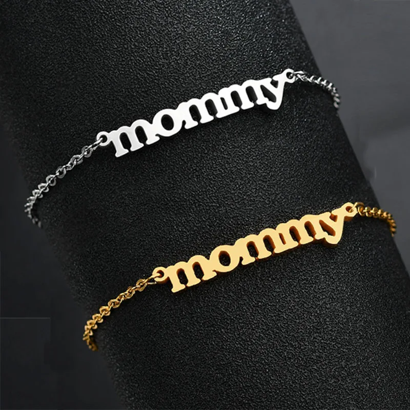 Family Bracelet Jewelry Mommy Letter Stainless Steel Charm Bracelets