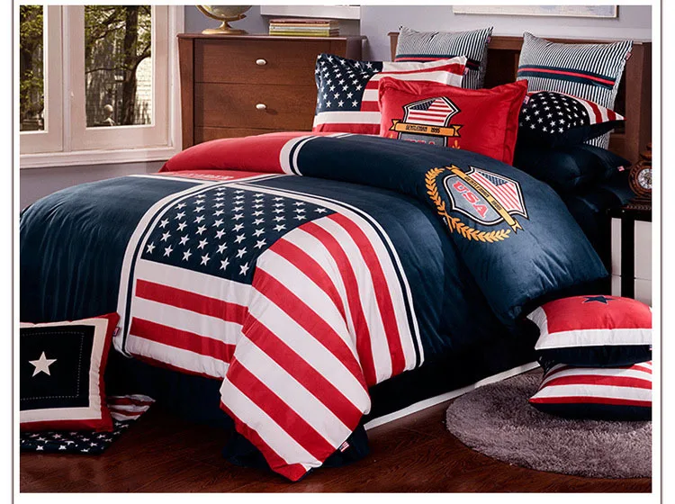 New York memory velour bedding set the united states flag bedding Stars