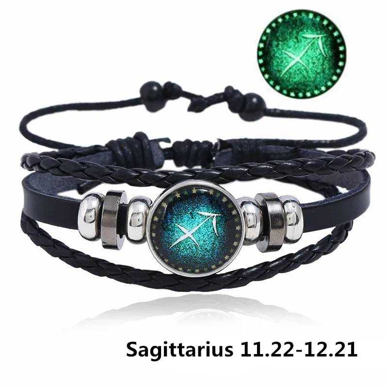 12 созвездий кожаные браслеты и Virgo/Sagittarius/Aquarius/Scorpio/Libra/браслет с символом Козерога
