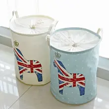 Хлопок Лен синий Юнион Джек лошадь с ручкой Корона белье Zakka Винтаж корзина для хранения белья складная корзина 35x45 см