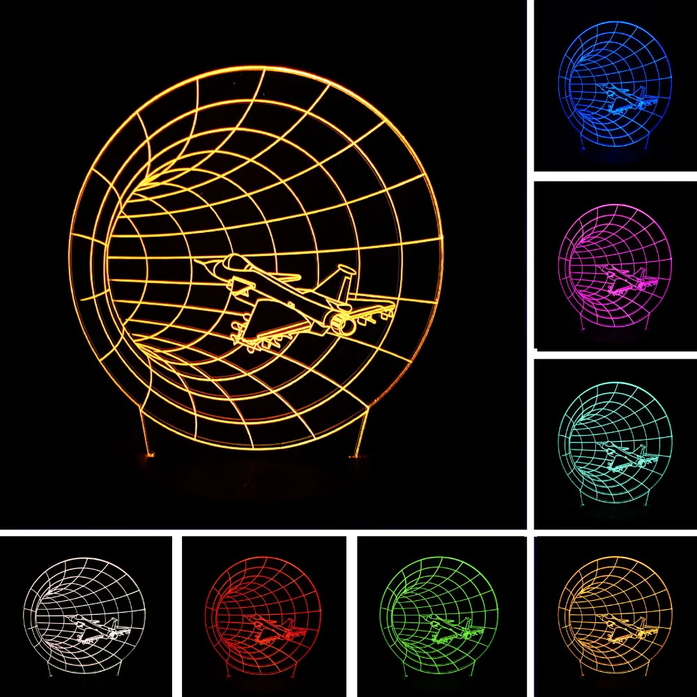 

Amazing 3D Time Machine Night Light Airplane Horn Shape Mood Lamp 7 Color Change Gradient Friend Family Child Birthday Xmas Gift