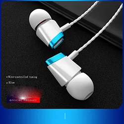 Проводные наушники Bass In Ear 3,5 мм, гарнитура со встроенным микрофоном, гарнитура для xiaomi samsung huawei - Цвет: Whit-Blue