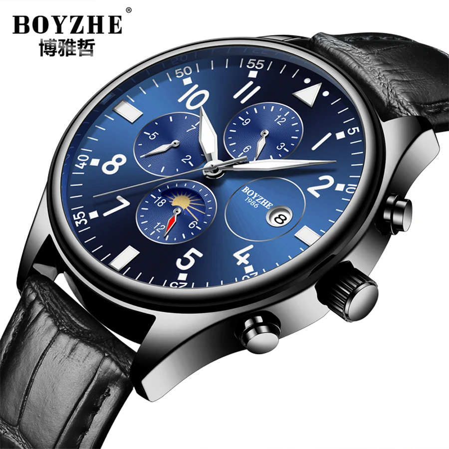 

Mechanical Watch Month/Calendar/Week/24 hours Luminous Display Clock Automatic Mens Watch Top Brand Luxury Waterproof Watch