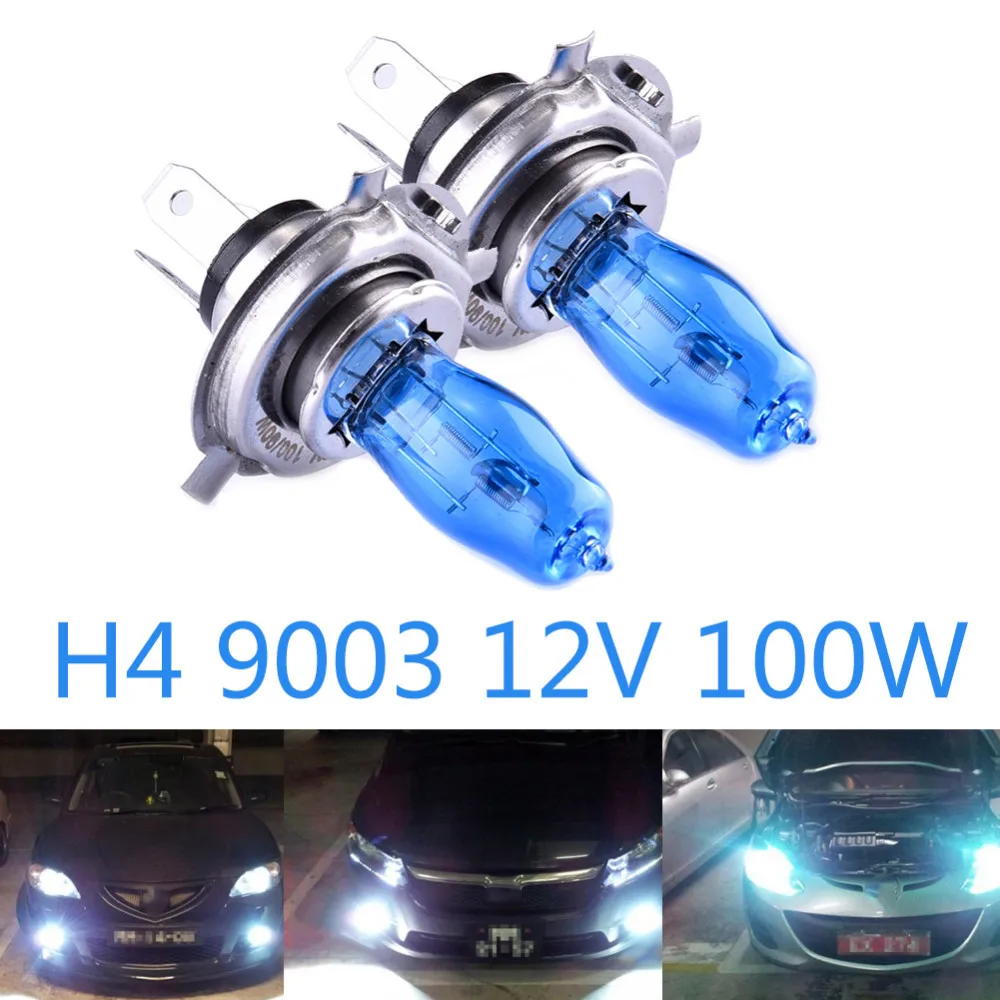 

2pcs H4 9003 100W Halogen Bulbs 12V HOD quartz Ultra-white Light Halogen Bulb 6000K Car Headlights Lamp Light Source