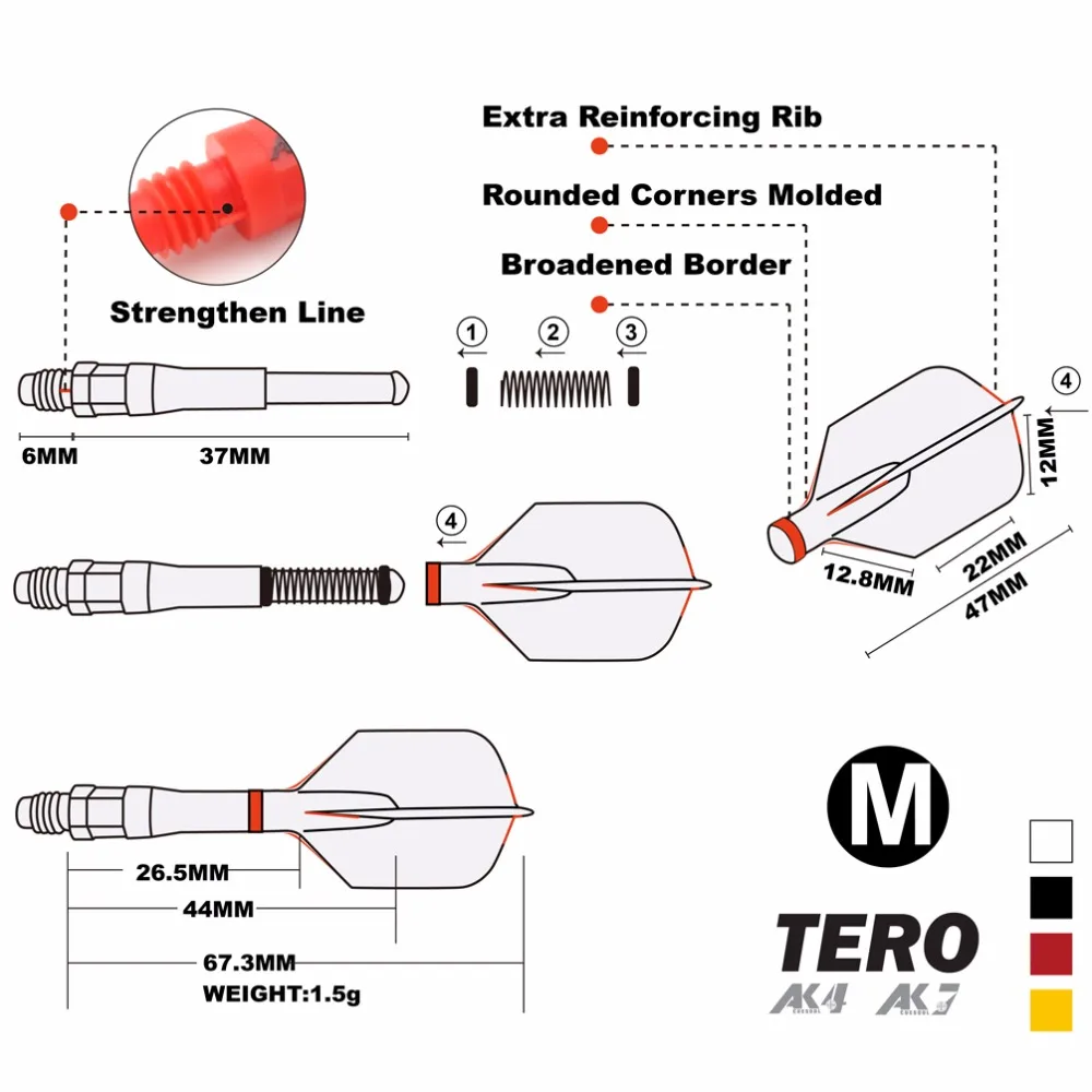 CUESOUL TERO AK4 оперение для Дротика Slim форма, набор из 3 шт