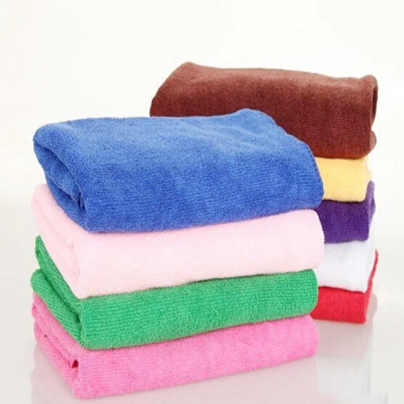 

1Pc Soft Polyester Microfiber Face Hand Bath Body Towels Solid Color Beach Towel For Adults Fast Drying Color Randomly