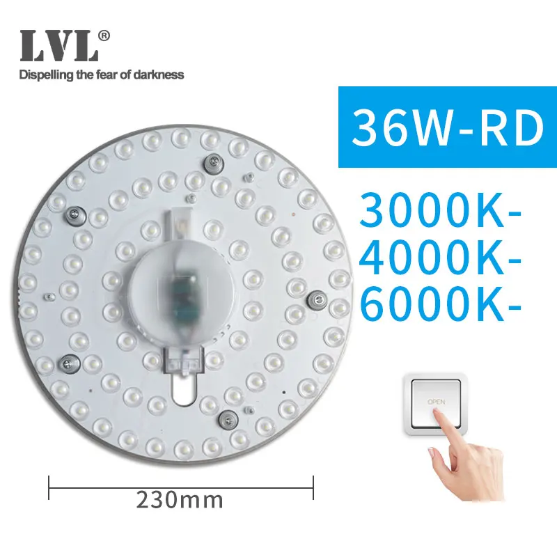 Светодиодный модуль 12 Вт, 18 Вт, 24 Вт, 36 Вт, AC220V, 230 В, 240 в, светодиодный светильник, сменный потолочный светильник, источник питания, удобная установка - Цвет: 36W-RD