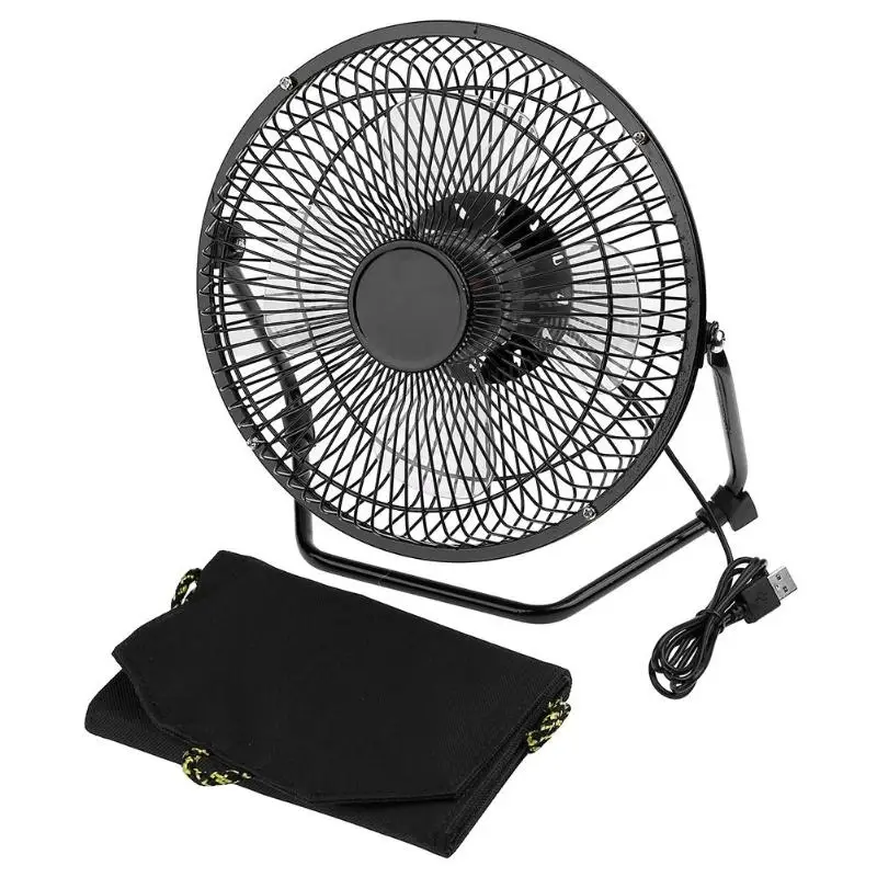 

8inch USB Solar Sensor Cooling Fan+7W Folding Solar Panel Bag Mobile Phone Charger for Dog House Greenhouse Chicken House