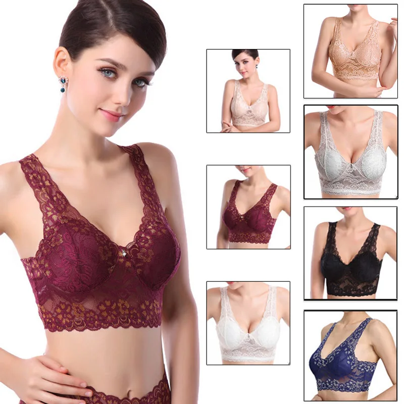 

Extra Elastic Air Permeable Lace Bra Full Coverage Lightly Padded Wire Free FDC99