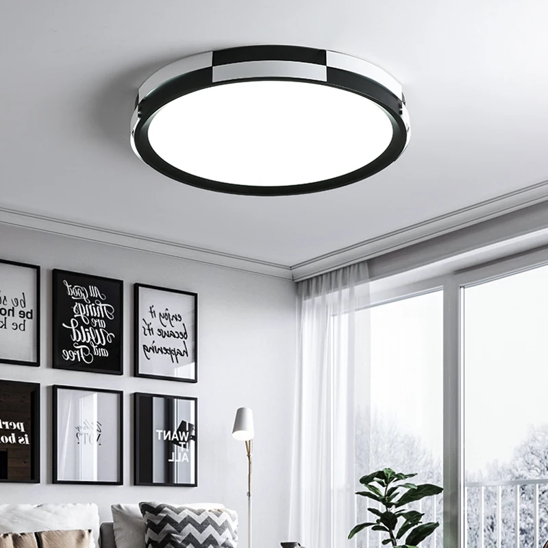 

LED Modern Ceiling Lights for Bedroom Round Simple Creative Iron Lamps Remote Control Dimmable Lighting Fixture Home Decoration