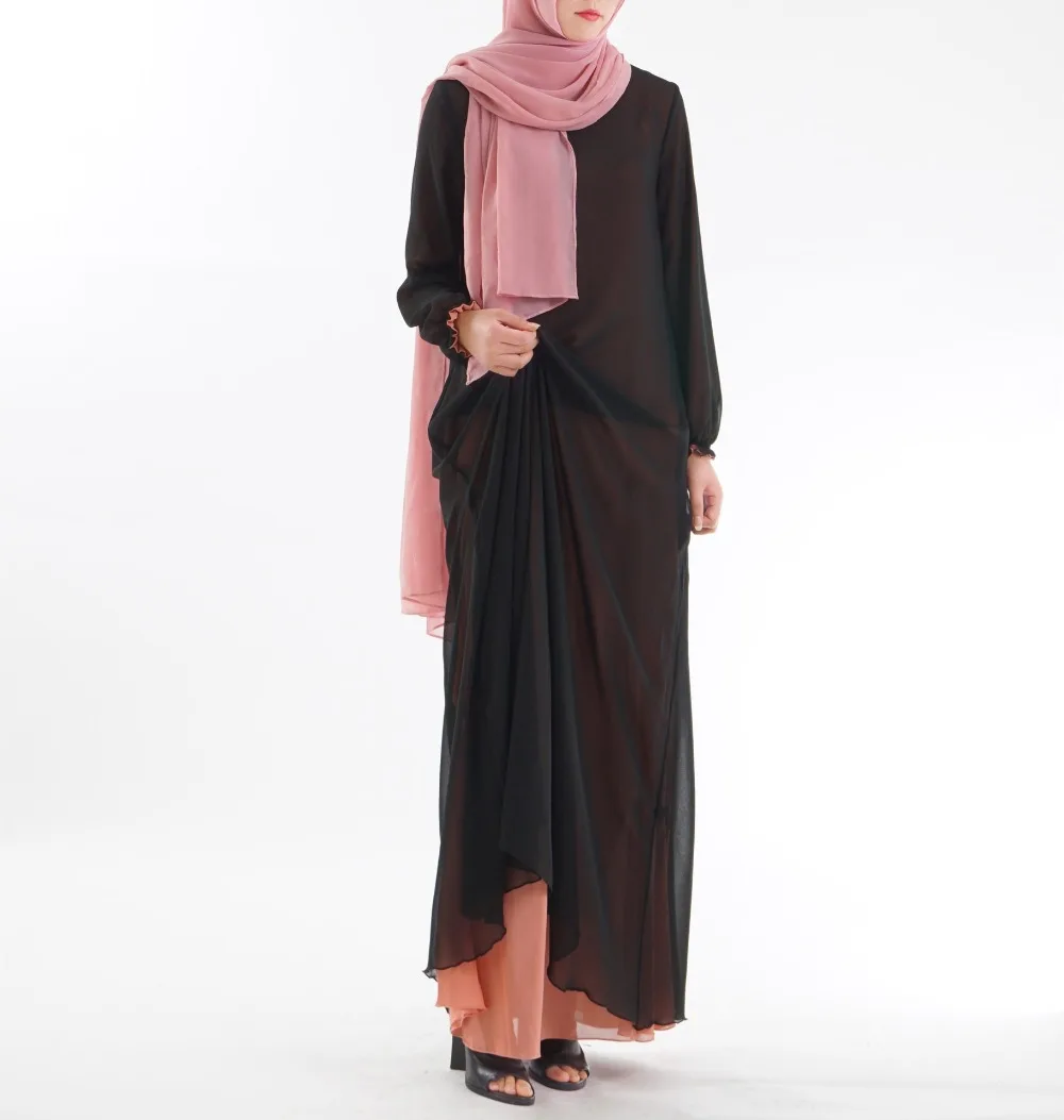 Мусульманские однотонные abaya обе стороны можно носить Дубай платья с длинными рукавами композитная шелковая пряжа Катара турецкая