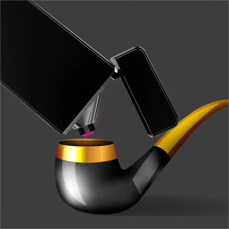 Двойной дуги ветрозащитный плазменной сигары прикуривателя Дизайн трубы зарядка через usb Непламено Электронный импульсного курение зажигалки зажигалка