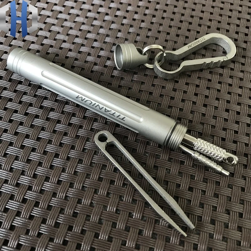 

Titanium Alloy Toothpick, Pure Titanium Tooth Seal Capsule Drug Box, Tweezers Key Buckle Fast And Portable Waterproof EDC