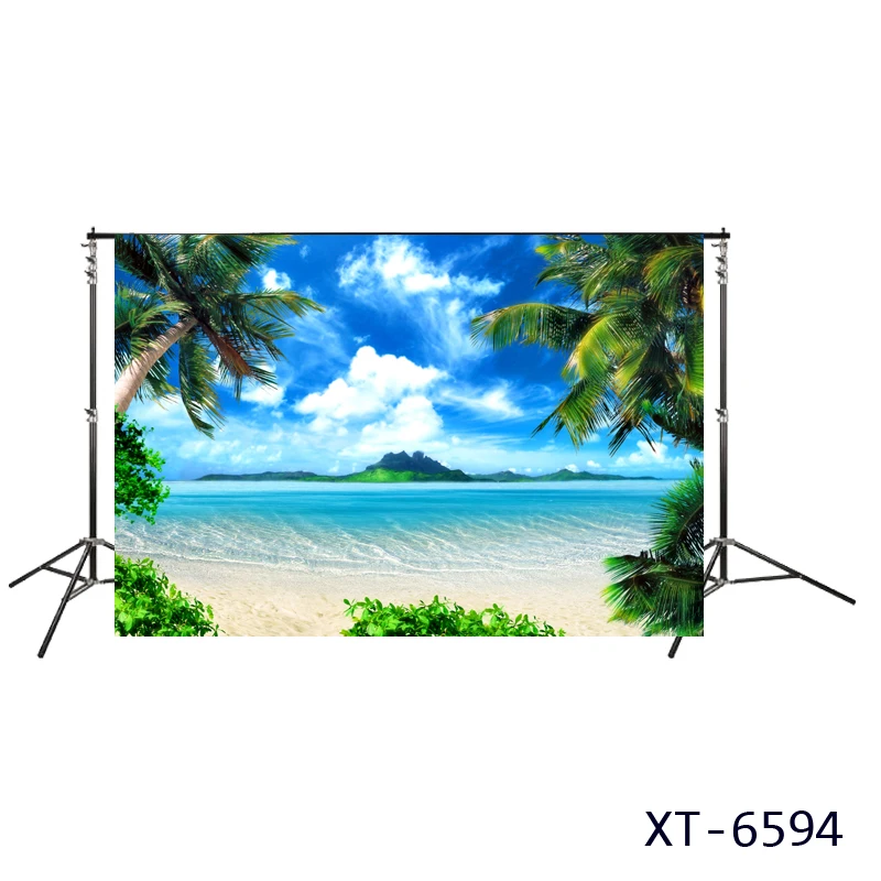 sea beach Photography backdrop Tropical seaside coconut palm tree Island photocall background for Summer Party theme photoshoot