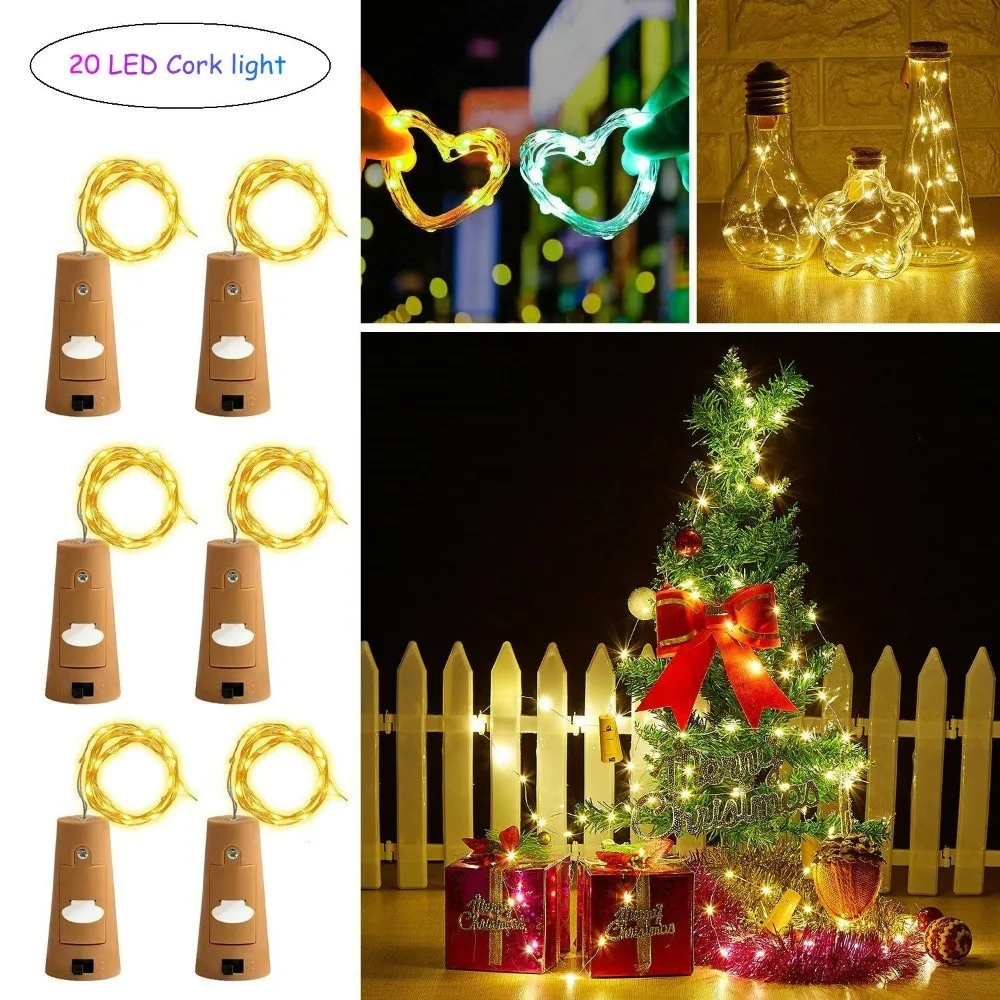 20 LED Battery Powered DIY Cork Wine Bottle Stopper Copper Wire Starry