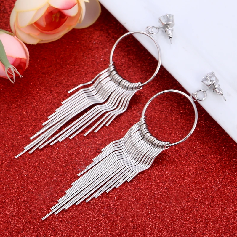 

hesiod silver color metal circle stud earrings trendy alloy women earrings wholesale