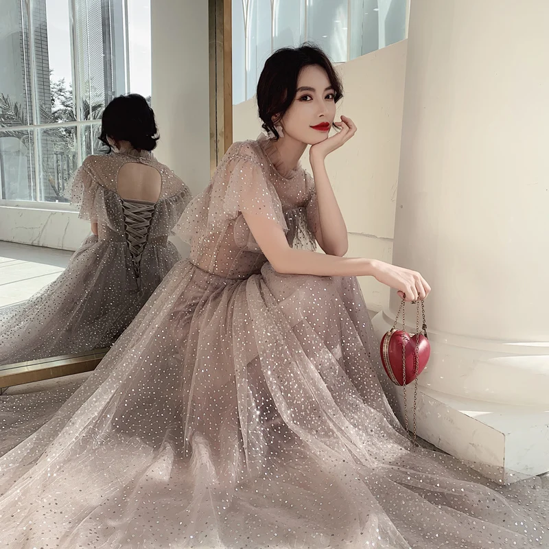 Sexy Backless Evening Dresses Long 2019 Summer Luxury Sequined Tulle Ball Gown Formal Dresses For Women Plus Size Sexy Backless Evening Dresses Long 2019 Summer Luxury Sequined Tulle Ball Gown Formal Dresses For Women Plus Size