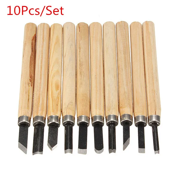 

New Arrival High Quality 10pcs Wood Handle Carving Mini Chisels Kit Handy Cutting Burin Tools Set Designer Handbags High Quality