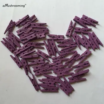

500 Cute Tiny Wooden Clothes Peg | Wedding Event Party Decorations | Purple | rustic vintage mini pegs Photo Wall decorations