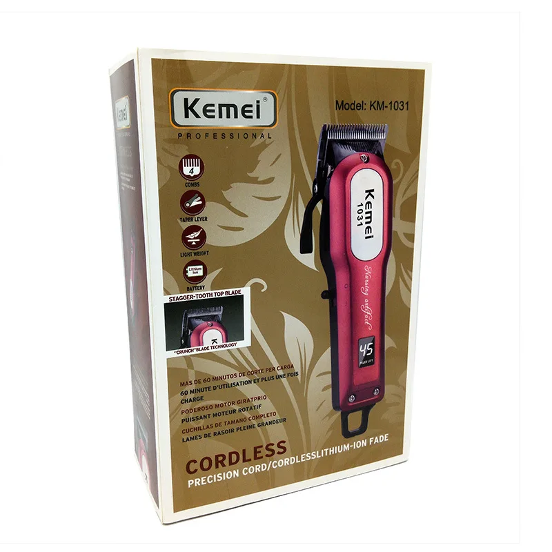 Kemei Профессиональная Беспроводная Машинка для стрижки волос Электрический триммер для волос бороды мощный станок для бритья волос Стрижка волос Парикмахерская KM-1031