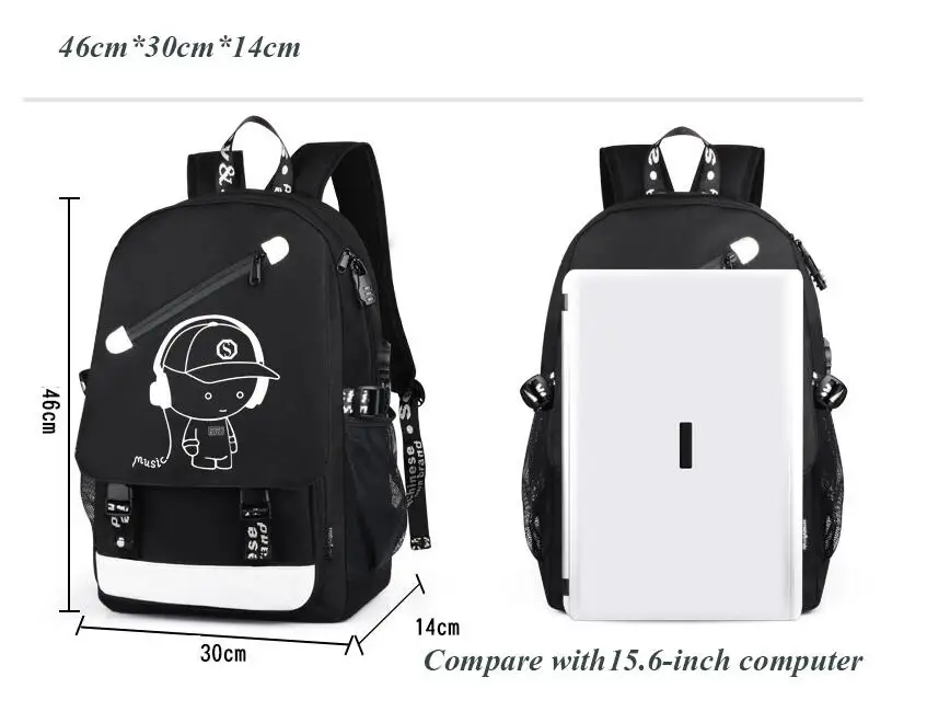 Мультяшный рюкзак для мальчиков, школьный рюкзак, студенческий светящийся анимационный USB зарядка, школьные сумки для подростков, школьный рюкзак, рюкзак