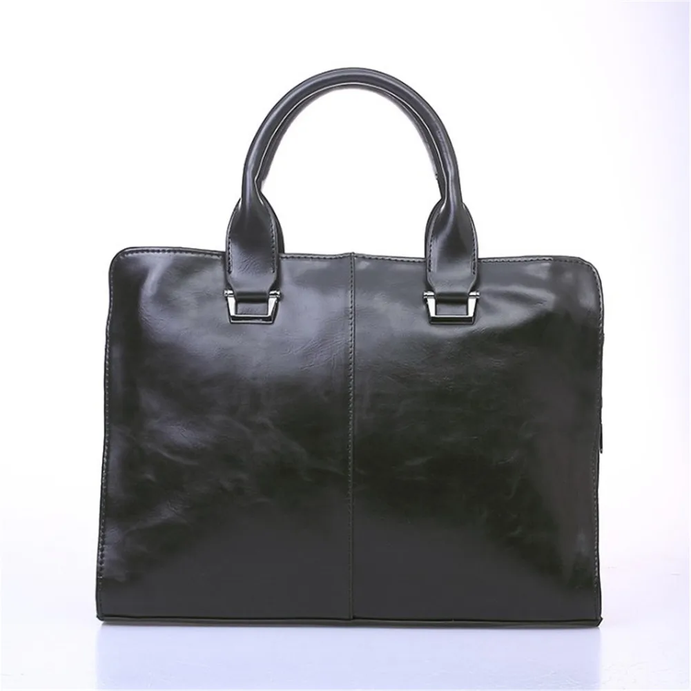 

New Men Vintage Quality Leather Laptop Handbag Fashion Business Messenger Single Shoulder Bag Solid Zipper Cross Body Pack 2018