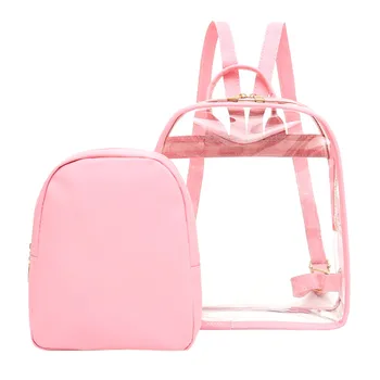 

Clear Transparent Women Cute Clear Plastic Backpack Mini Schoolbag ForTeenage Girl Security Backpack Bag Travel Bag #Zer