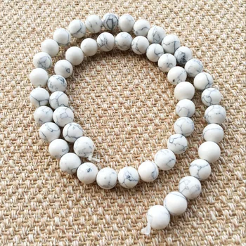 

48pcs/lot 8MM White Stone Beads DIY Making Bracelet Necklace Handmade beaded Findings Imitation marble