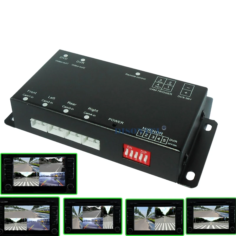 360 view Combiner Box Split Screen car font b camera b font control box support 4