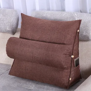

New Flyingqin Adjustable Cotton Linen Wedge Cushion Pillow Back Support Coffee