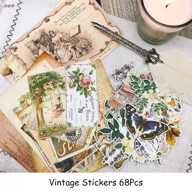 

68Pcs Plant Characters Stickers Junk Journal Planner Stickers Scrapbooking Vintage Decorative Stickers DIY Craft Photo Albums