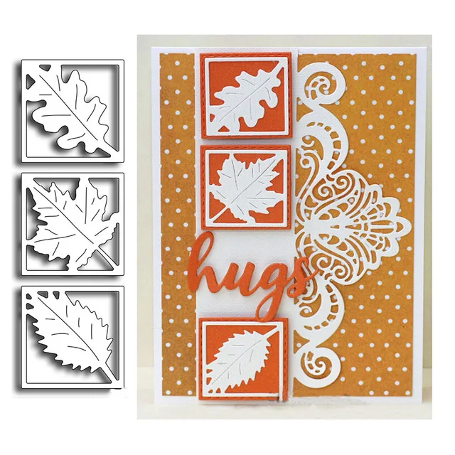 

Thanksgiving Leaf Vignette Square Cutting Dies Stencil For DIY Scrapbooking Photo Album Embossing Paper Cards Crafts Diecuts
