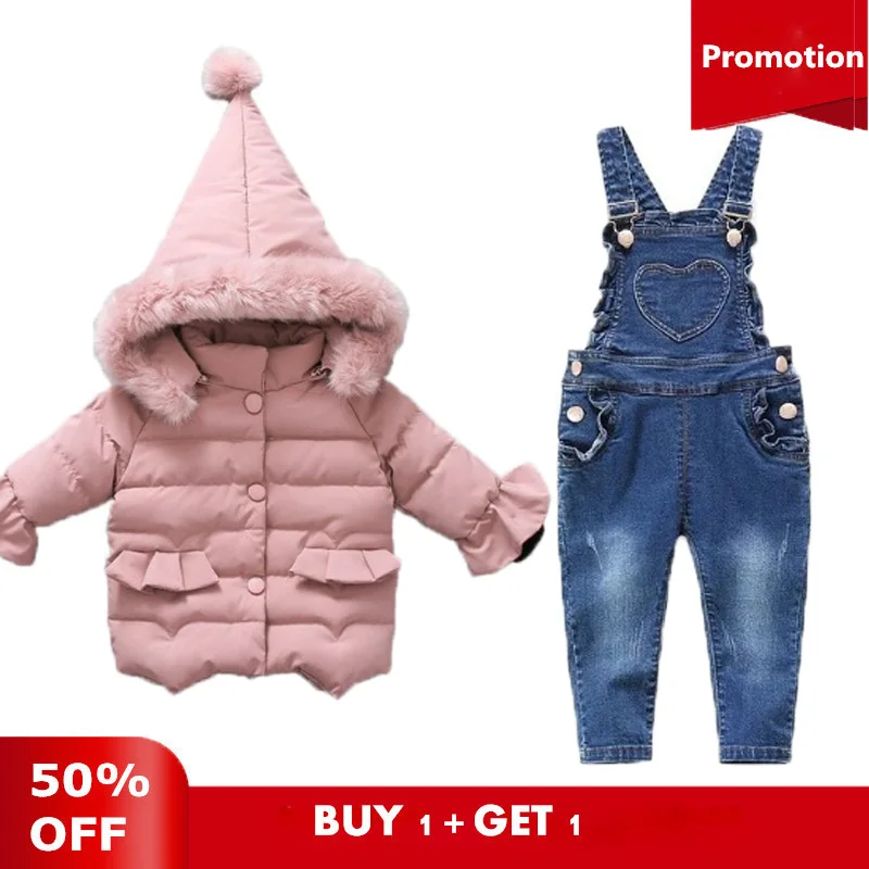 

Cute Baby Girls Winter Down Clothes 2018 Winter Kids Thickening Warm Jackets Hooded Princess Snowsuits For Girls Clothing