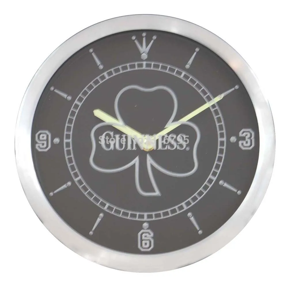  nc0004 Guinness Shamrock Beer Ale Bar Neon Light Signs LED Wall Clock - 32843820770