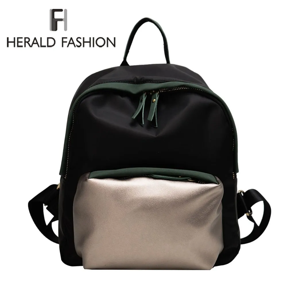 

Herald Fashion Women Panelled Backpack Large Quality Leather School Bag for Teenage Girls Female Shoulder Bag Bagpack mochila