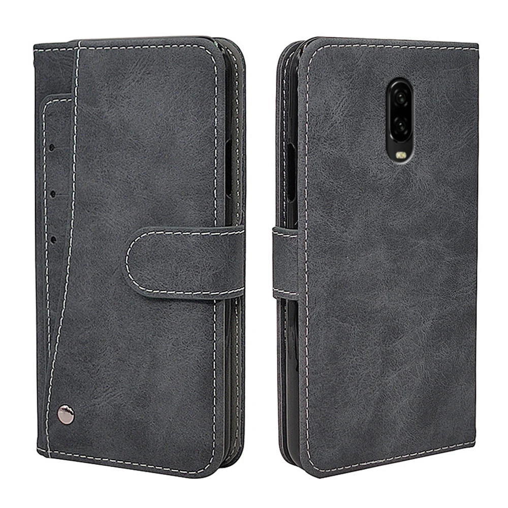 

Luxury Vintage Case For OnePlus 6 Case Flip Leather Silicone Wallet Cover For OnePlus 6T Soft TPU With Front Card Solts