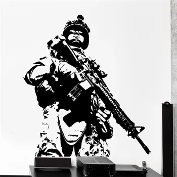 

Stickers for Wall US Soldier Marine Army Military Guys Wall Decal High Quality Vintage Poster Self-adhesive Vinyl Film