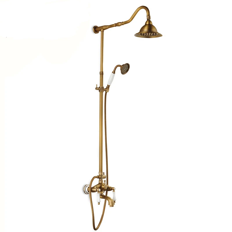 antique copper shower set European style bathroom faucet retro shower bathin Shower Rooms from