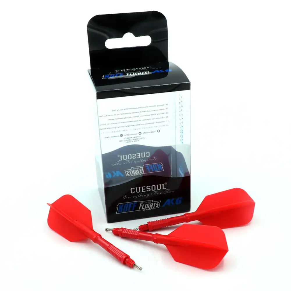 CUESOUL 3 Pieces KOFF AK6 Dart Stem with AK4 Moulded Dart Flights,Red Dart Flight Slim Shape