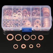 200pcs M5 M6 M8 M10 M12 M14 M16 M18 Copper Washers Gasket Set Flat Ring Seal Washer Assortment Kit Hardware Accessories omy 150pcs copper washers set solid copper washer gasket sealing ring assortment kit set with case 15 sizes for hardware tools