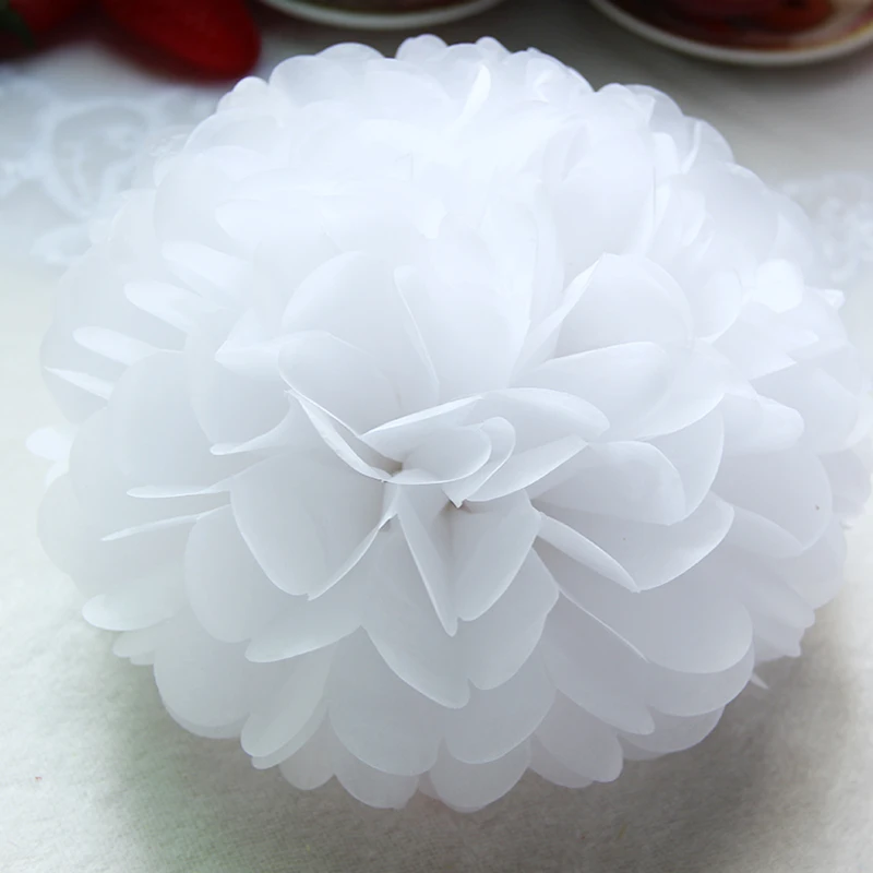 6 дюймов 15 см тканевая бумага цветок шар помпоны для свадьбы детский душ День рождения украшение домашний сад Декор бумажные помпоны - Цвет: Белый
